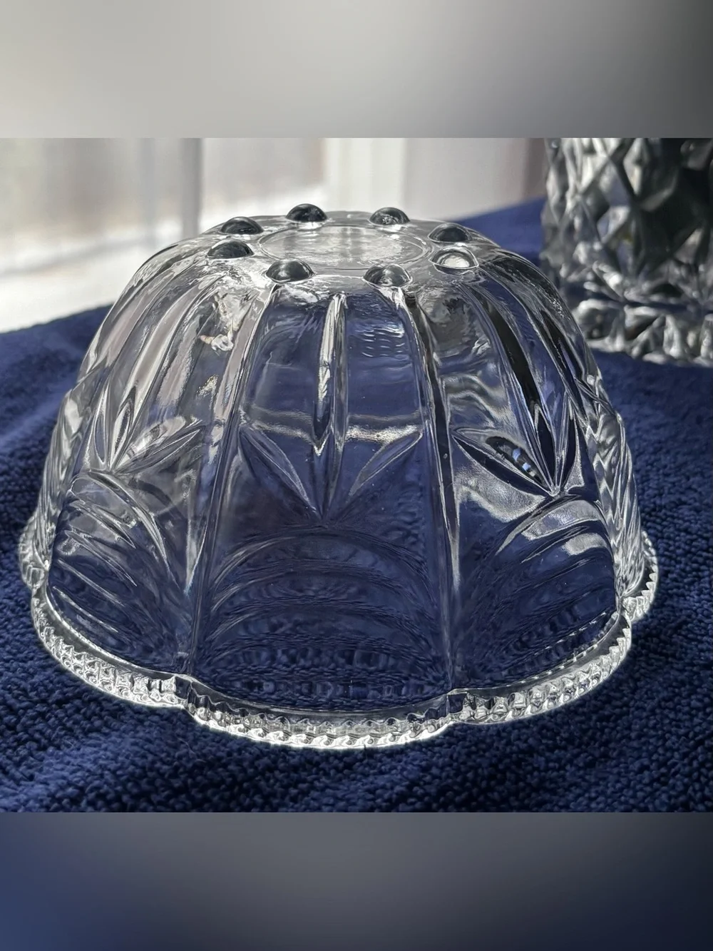 Vintage KIG Indonesia Clear Glass Scalloped Swag Bowl Candy Dish
